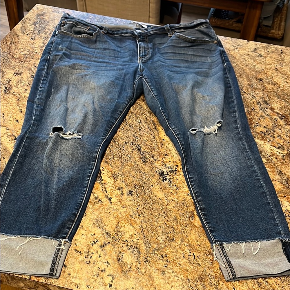 KanCan Dark Blue Distressed Boyfriend Jeans